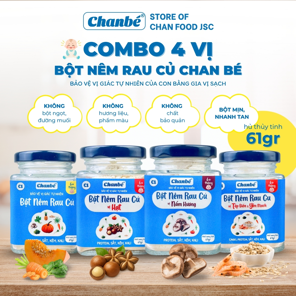 Combo 4 vị bột nêm rau củ ChanBé